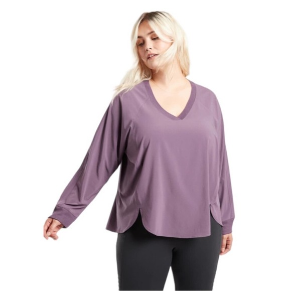 Athleta Tops - Athleta Zephyr V-Neck Long Sleeve Athletic Top In Purple Women’s Size XL